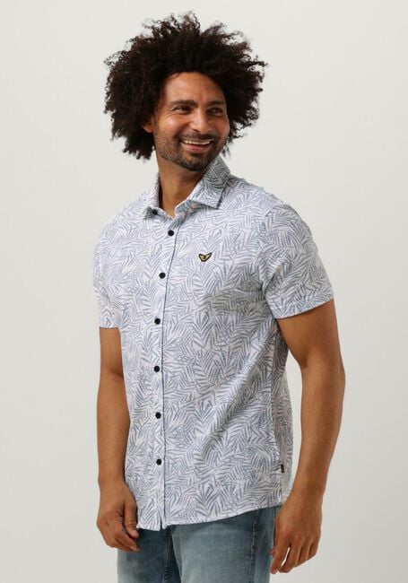Lichtblauwe PME LEGEND Casual overhemd SHORT SLEEVE SHIRT PRINT ON PIQUE JERSEY - large