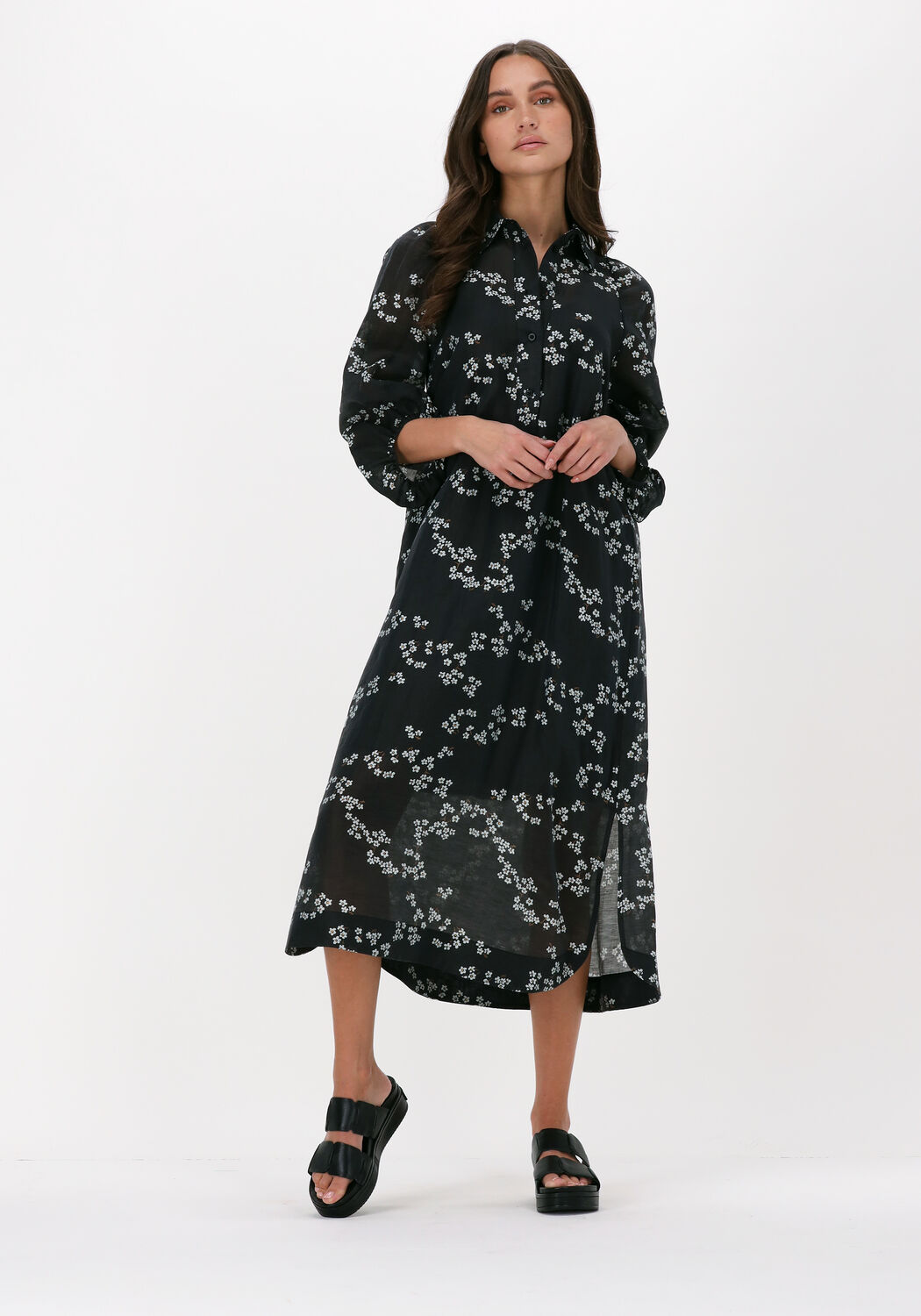 zwarte second female midi jurk davida new dress
