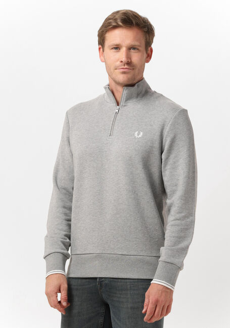 Lichtgrijze FRED PERRY Sweater HALF ZIP SWEATSHIRT - large