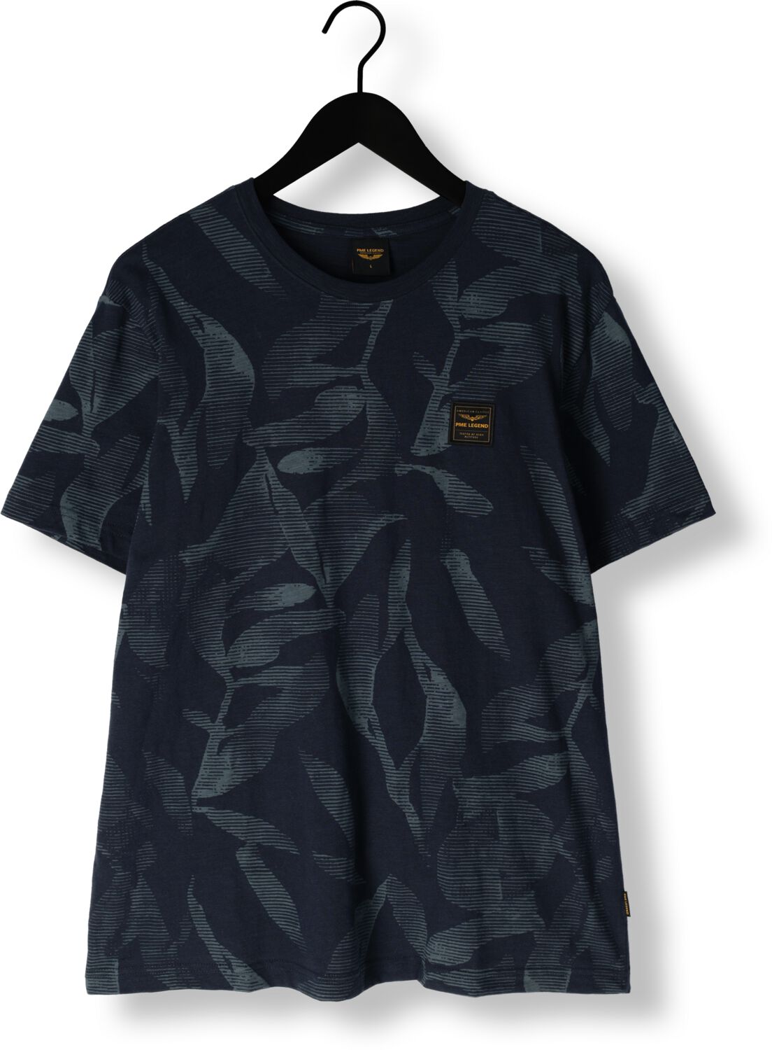 PME LEGEND Heren Polo's & T-shirts Slub Jersey Aop Donkerblauw