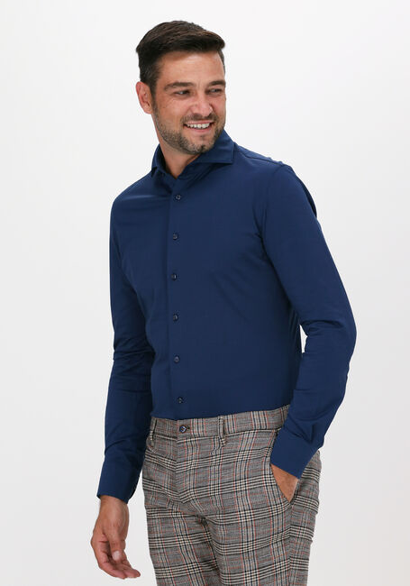 Donkerblauwe PROFUOMO Klassiek overhemd SHIRT X-CUTAWAY JAPANESE KNITTED - large