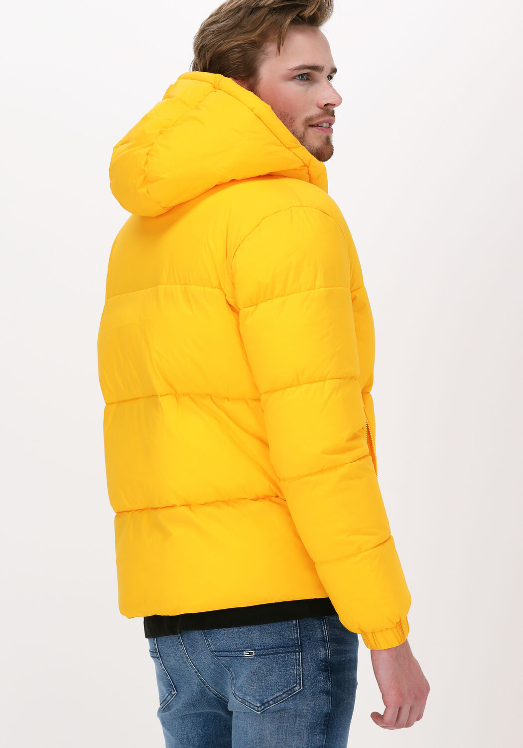 gele tommy hilfiger gewatteerde jas high loft jacket