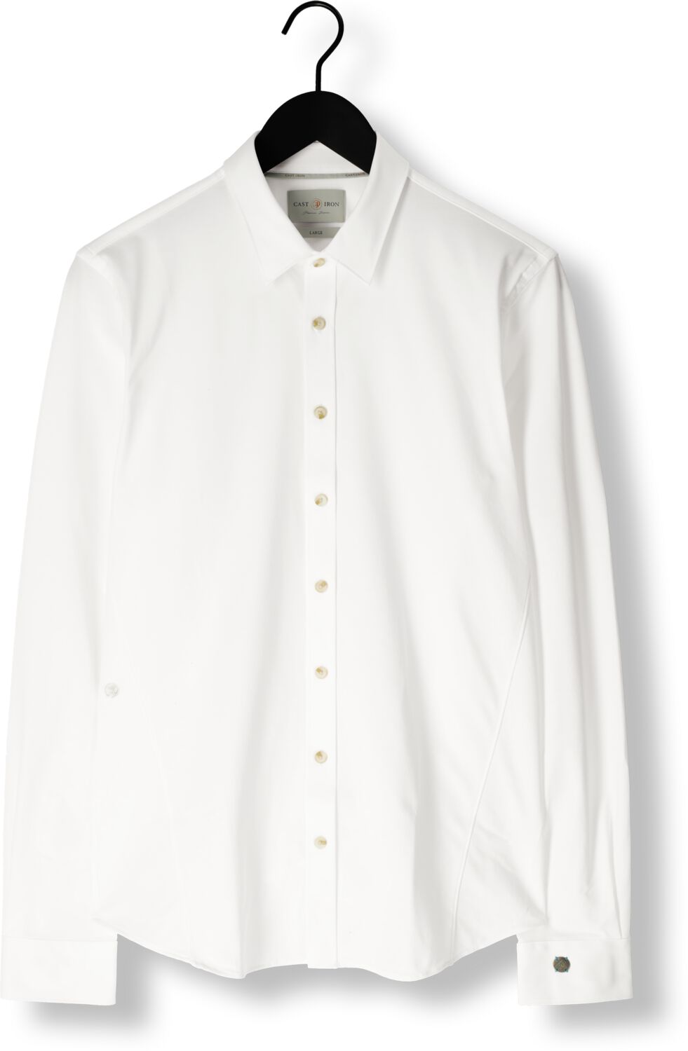 CAST IRON Heren Overhemden Long Sleeve Shirt Twill Jersey 2 Tone Wit