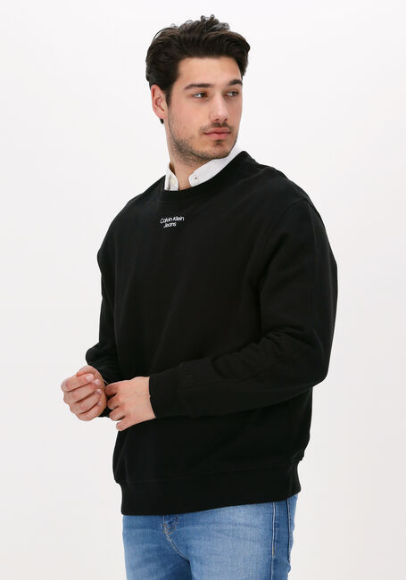 Zwarte CALVIN KLEIN Sweater STACKED LOGO CREW NECK - large