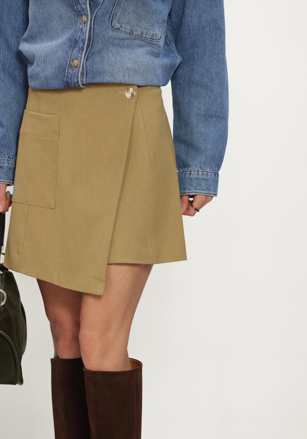 Khaki OBJECT Minirok OBJLISA RE WRAP SKIRT - large