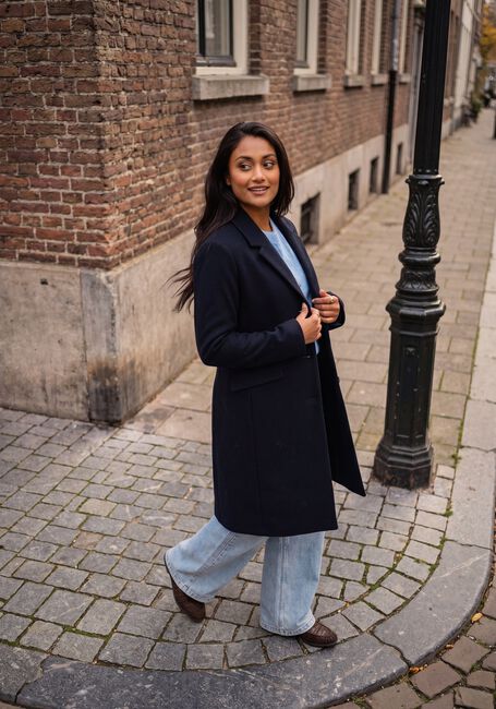 Donkerblauwe MODSTR&Ouml;M Mantel PAMELA COAT - large