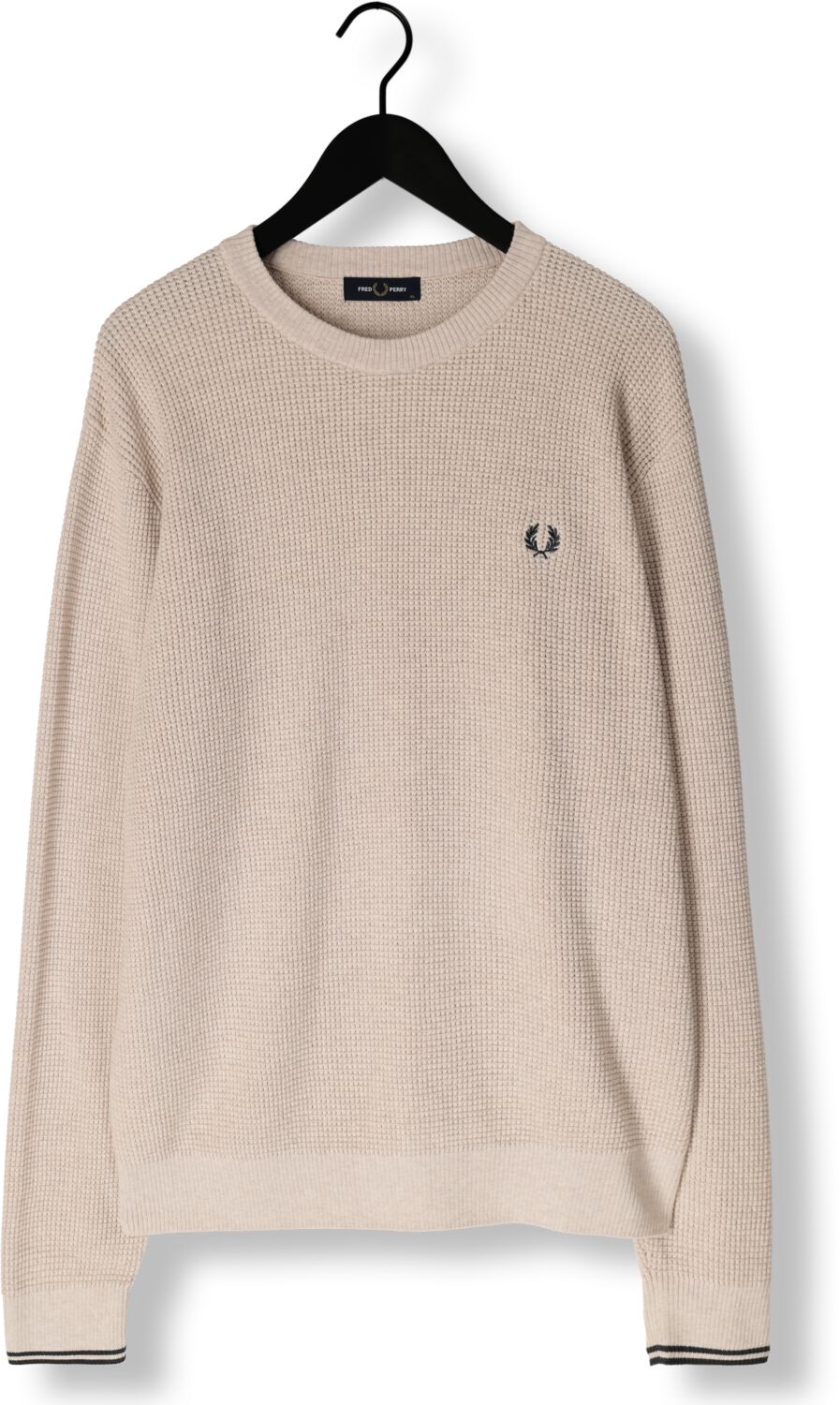 FRED PERRY Heren Truien & Vesten Waffle Stitch Crew Neck Jumper Gebroken Wit