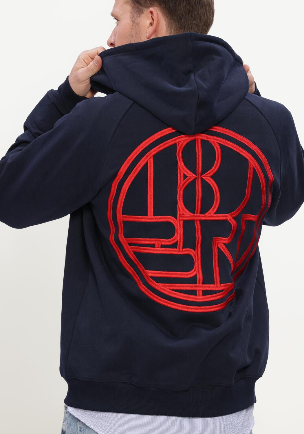 Donkerblauwe WOODBIRD Sweater WBPAW EMBLEM ZIP HOODIE - large