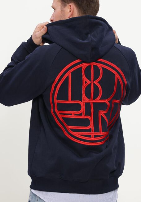 Donkerblauwe WOODBIRD Sweater WBPAW EMBLEM ZIP HOODIE - large