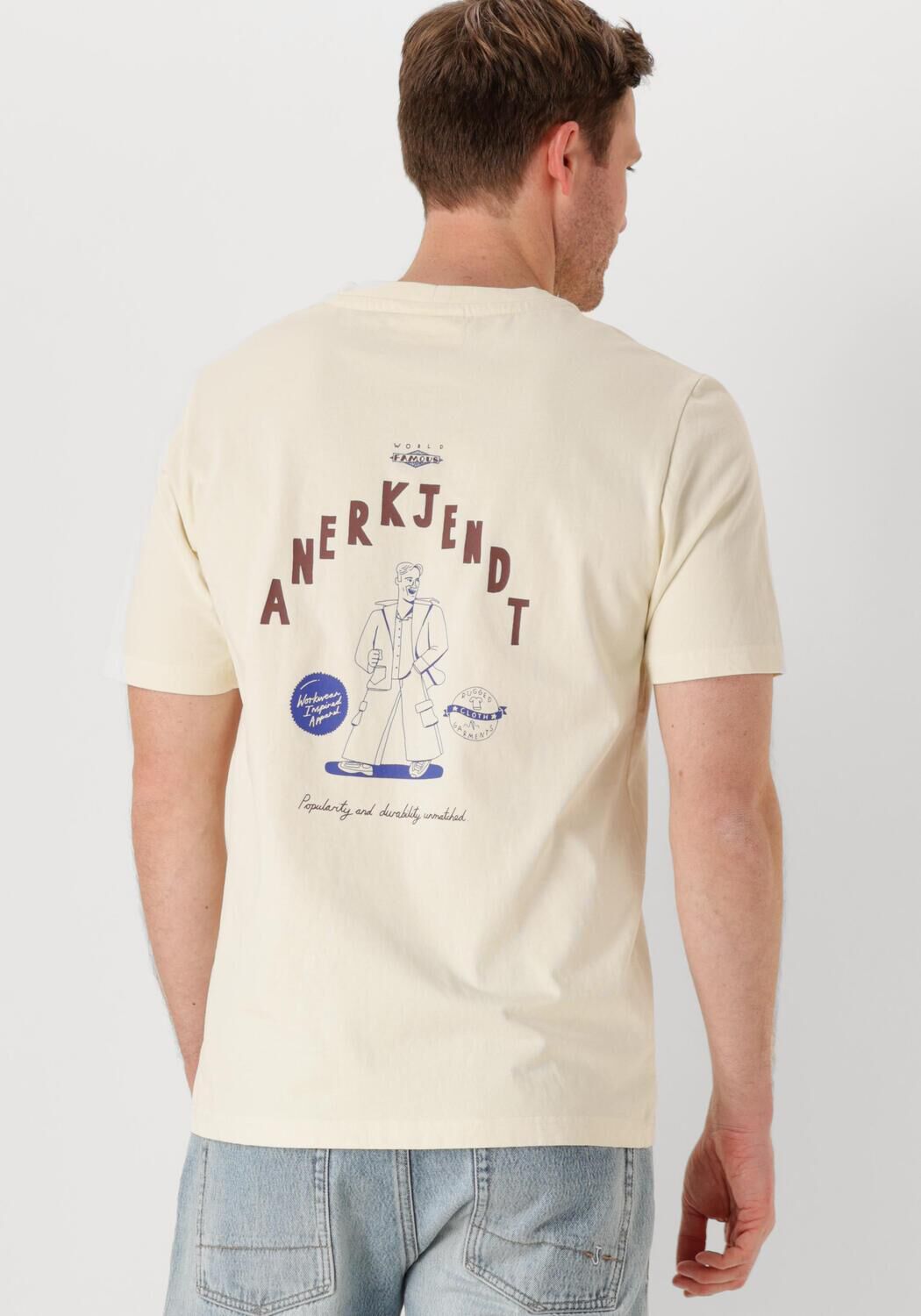 ANERKJENDT Heren Polo's & T-shirts Akkikki Go Outside More Ss Tee Creme