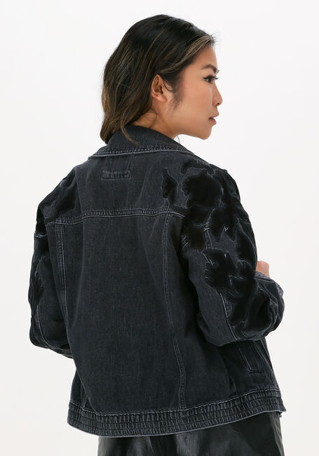 Zwarte ALIX THE LABEL Spijkerjas LADIES WOVEN DENIM BIKER JACKET - large