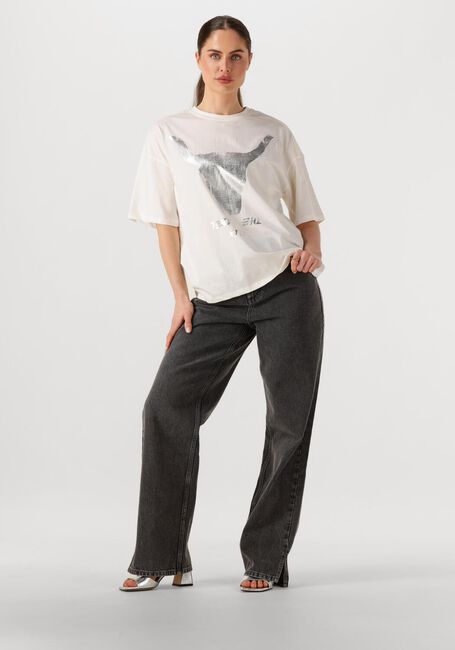 Witte ALIX THE LABEL T-shirt LADIES KNITTED SILVER BULL T-SHIRT - large