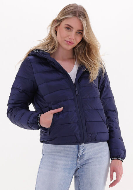 Donkerblauwe TOMMY JEANS Gewatteerde jas TJW QUILTED TAPE HOODED JACKET - large