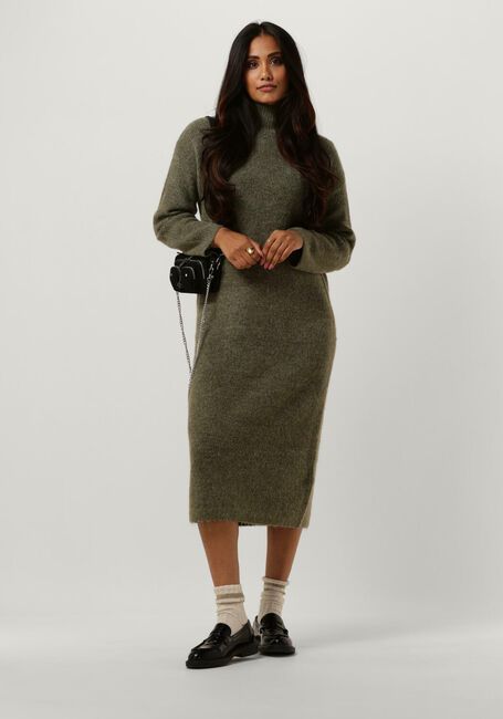 Groene SELECTED FEMME Midi jurk SLFMALINE LS KNIT DRESSHIGH NECK - large