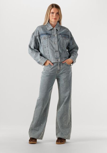 Blauwe ALIX THE LABEL Straight leg jeans LADIES WOVEN EMBELLISHED DENIM PANTS - large