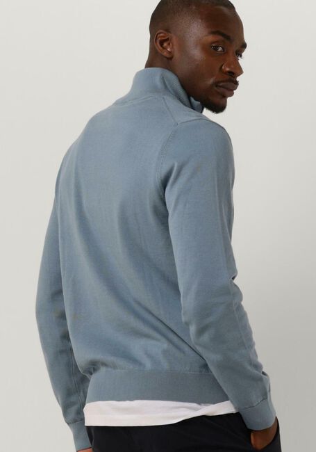 Lichtblauwe PS PAUL SMITH Trui MENS SWEATER HALF ZIP ZEB BAD - large