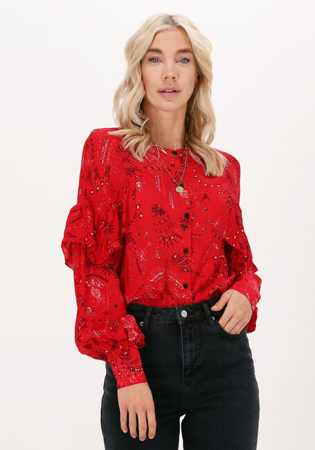 Rode ALIX THE LABEL Blouses LADIES WOVEN ORNAMENT RUFFLE BLOUSE - large
