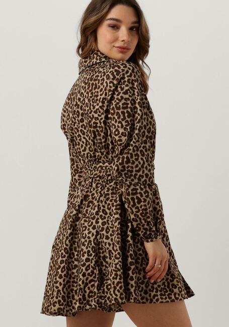 Bruine COLOURFUL REBEL Mini jurk MINON LEOPARD MINI DRESS - large