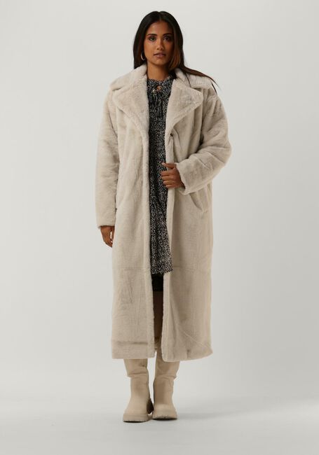 Ecru NOTRE-V Faux fur jas FUR LONG COAT - large