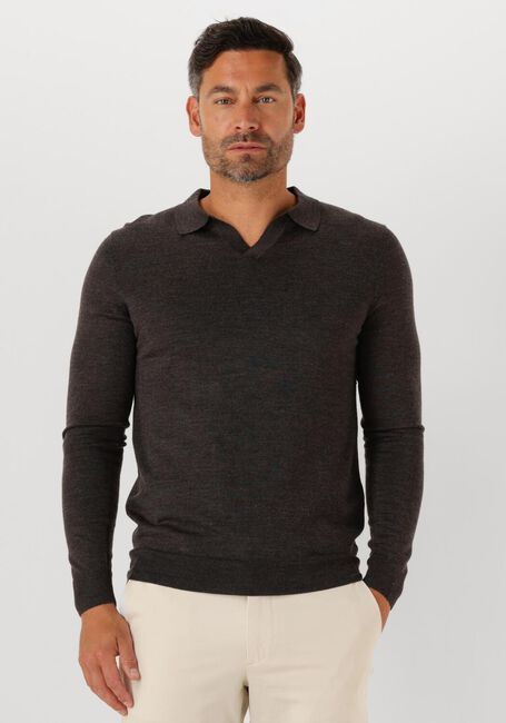 Bruine PROFUOMO Polo POLO OPEN COLLAR LS MERINO - large