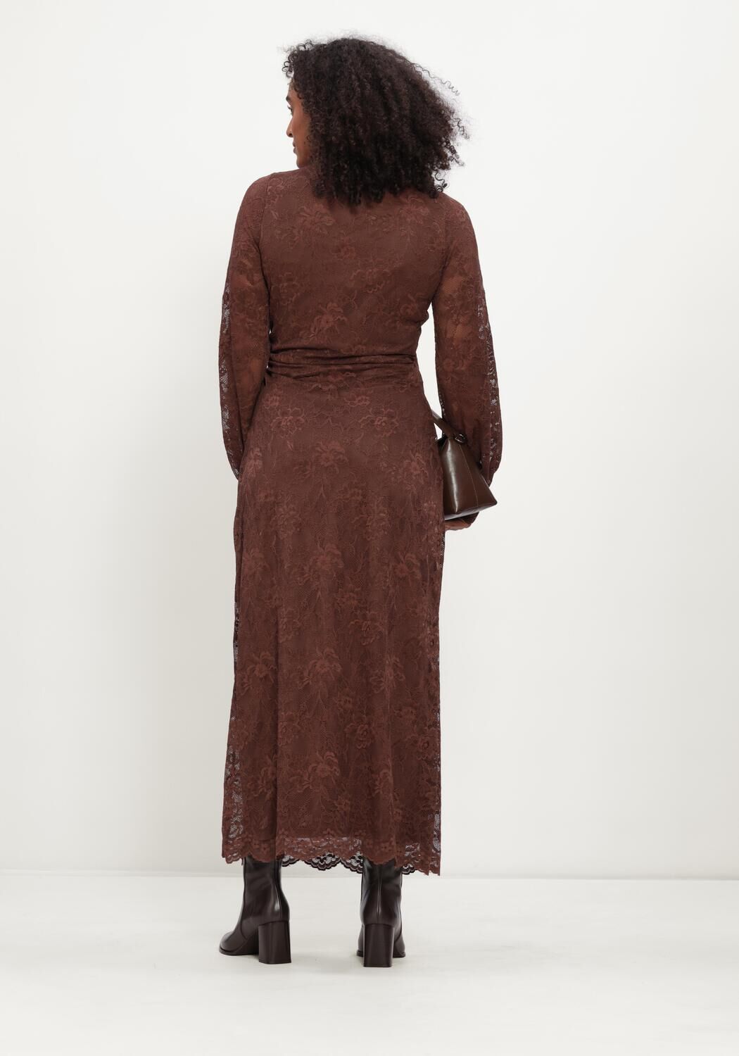 Bruine POM AMSTERDAM Midi jurk ANNA CHOCOLATE BROWN - large