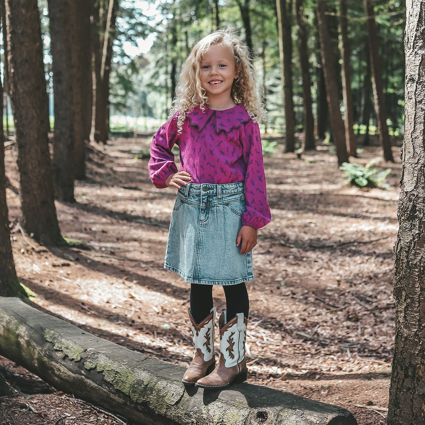 Paarse YOUR WISHES Blouses ANTIQUE FLOWER COLLAR TOP - large