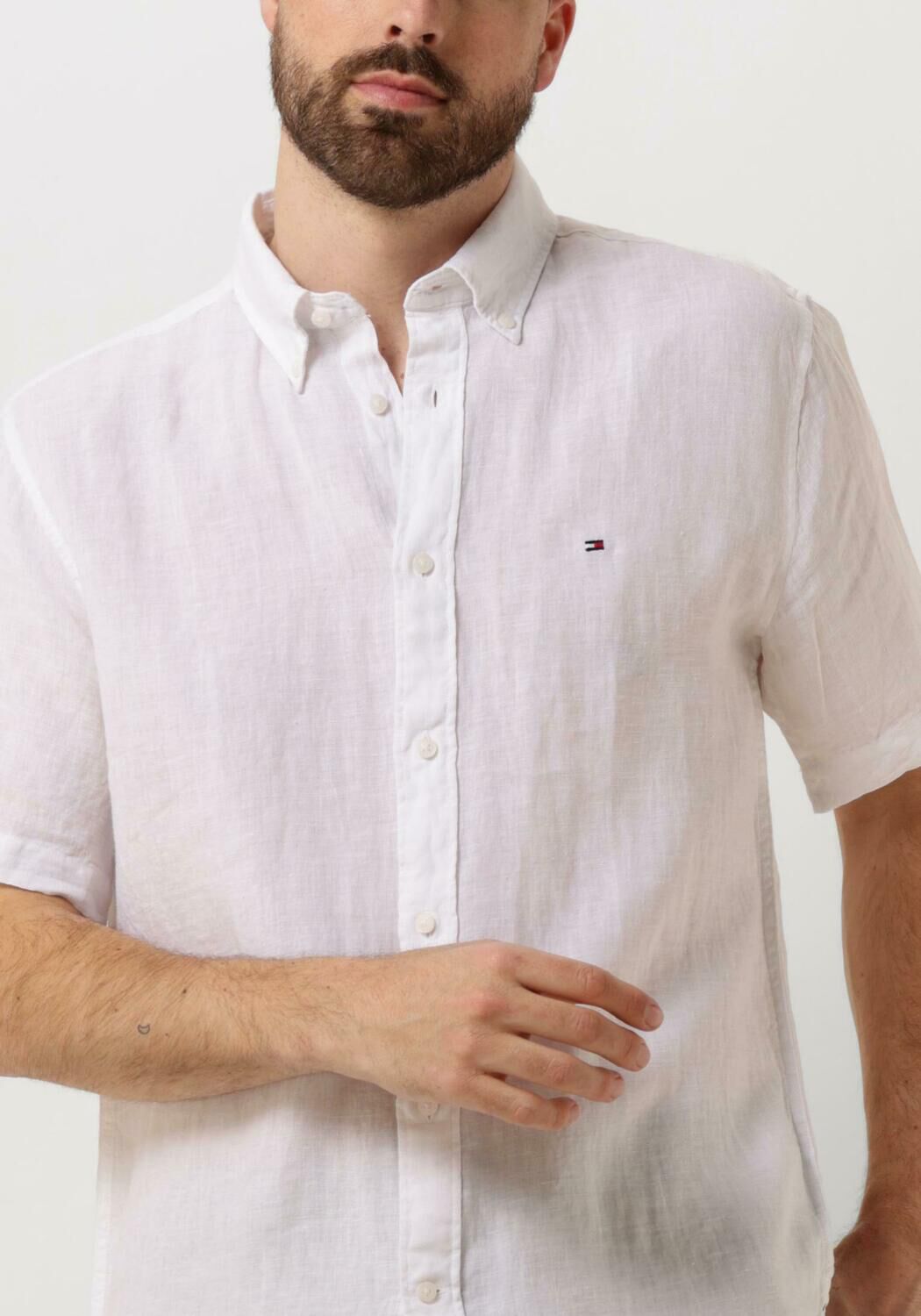TOMMY HILFIGER Heren Overhemden Pigment Dyed Linen Rf Shirt S s Wit