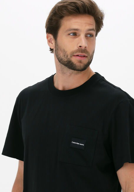 Zwarte CALVIN KLEIN T-shirt MIX MEDIA MESH POCKET TEE - large