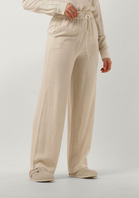 Beige SELECTED FEMME Wijde broek SLFVIVA-GULIA HW LONG LINEN PANT NOOS - large