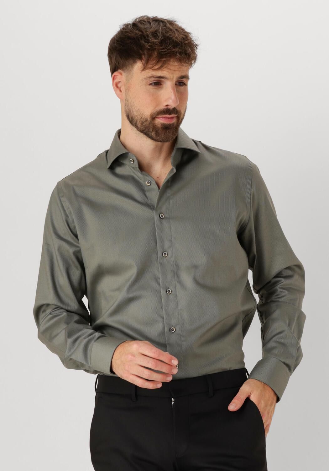 Profuomo Slim fit zakelijk overhemd met haaikraag model 'Cutaway'