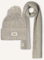 Lichtgrijze UGG Muts CHUNKY RIB BEANIE KNIT POM SET - medium