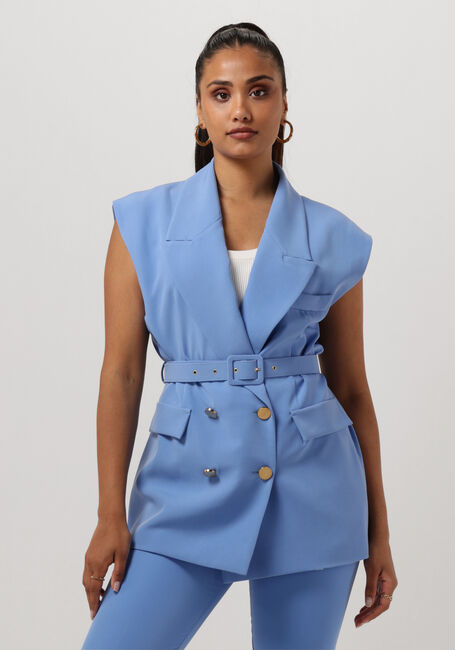 Blauwe ACCESS Gilet DOUBLE-BREASTED WAISTCOAT WITH BELT - large