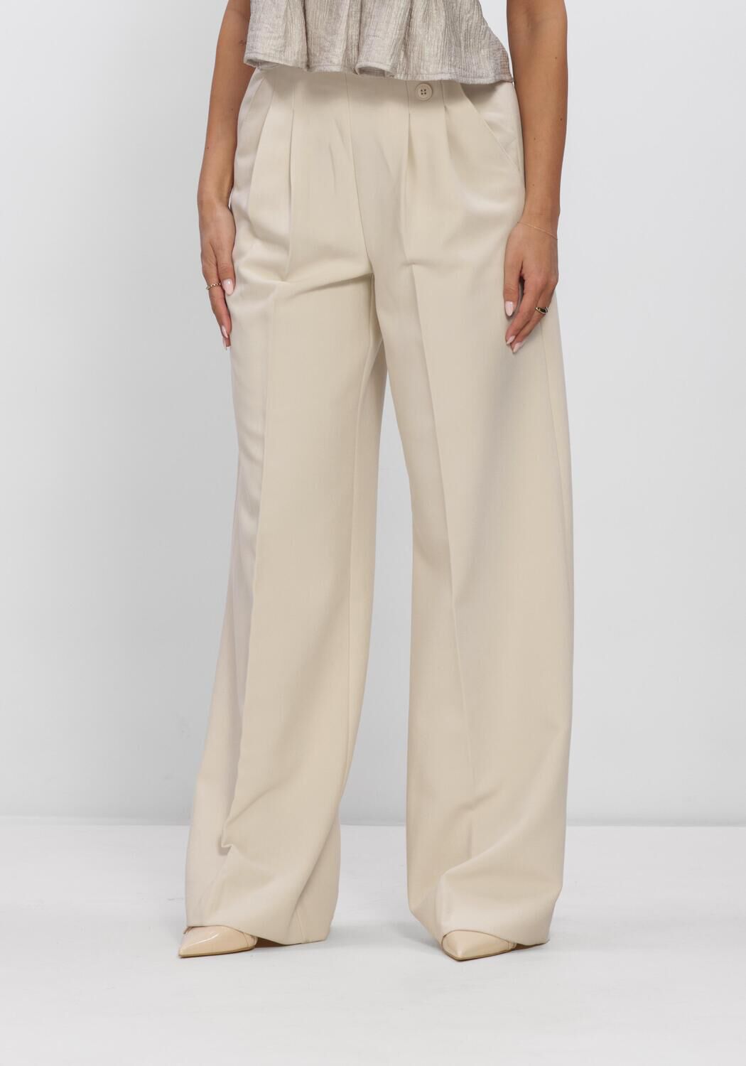 Ecru CO'COUTURE Broeken ACILECC PLEAT PANT LL - large