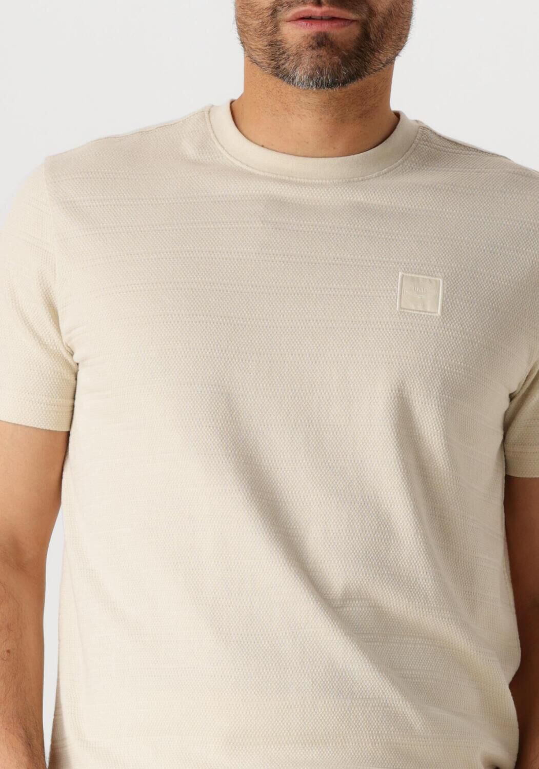 PME LEGEND Heren Polo's & T-shirts Short Sleeve R-neck Jacquard Stripes Beige