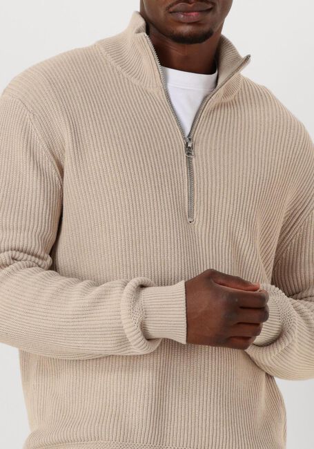 Beige BUTCHER OF BLUE Trui GALWAY HALF ZIP - large