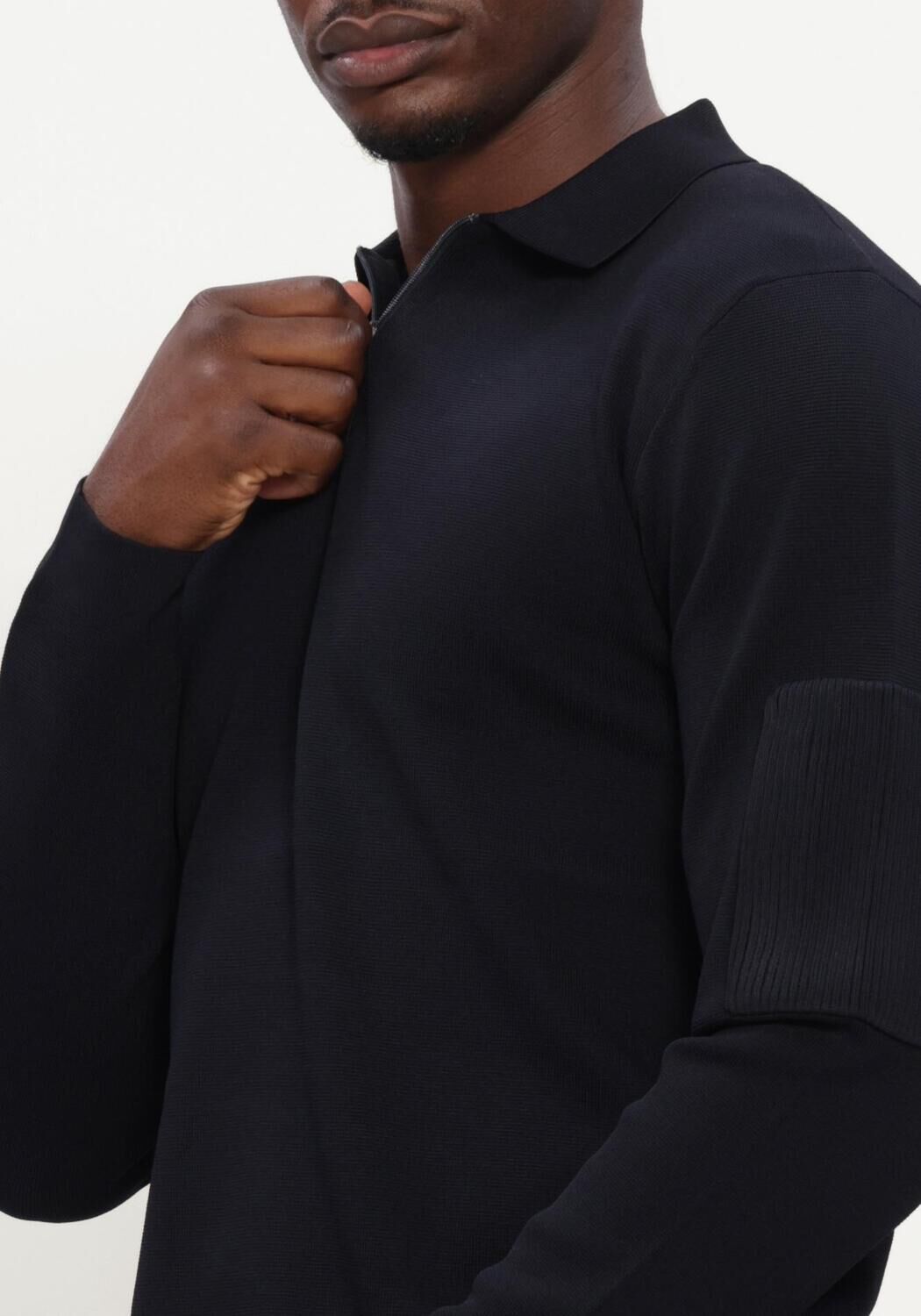 Donkerblauwe GENTI Trui POLO ZIP LS - large
