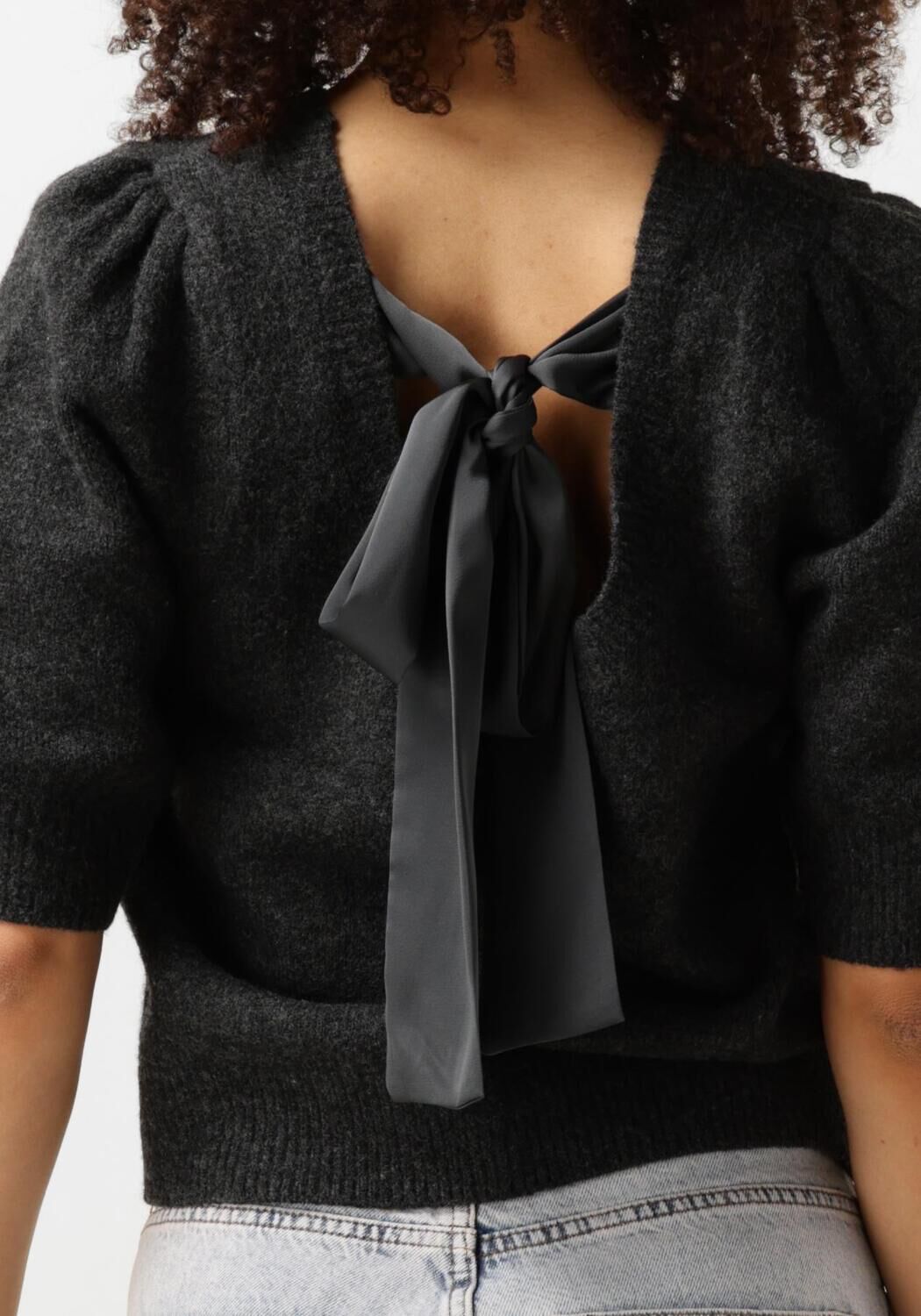 NEO NOIR Dames Tops & T-shirts Martha Bow Knit Tee Antraciet