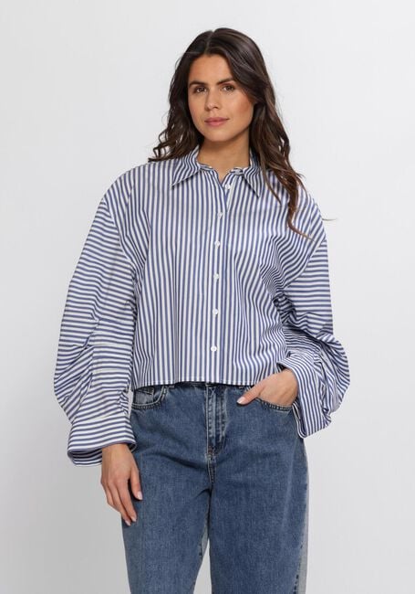 Blauwe ALIX THE LABEL Blouses LADIES WOVEN FANCY STRIPED BLOUSE - large