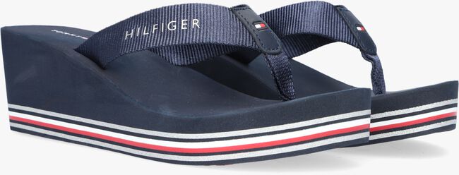 Blauwe TOMMY HILFIGER Teenslippers TOMMY STRIPES WEDGE BEACH SAND - large