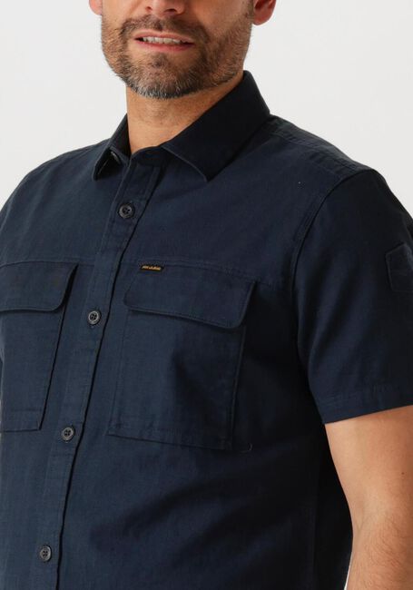 Blauwe PME LEGEND Casual overhemd SHORT SLEEVE SHIRT SLUB COTTON - large