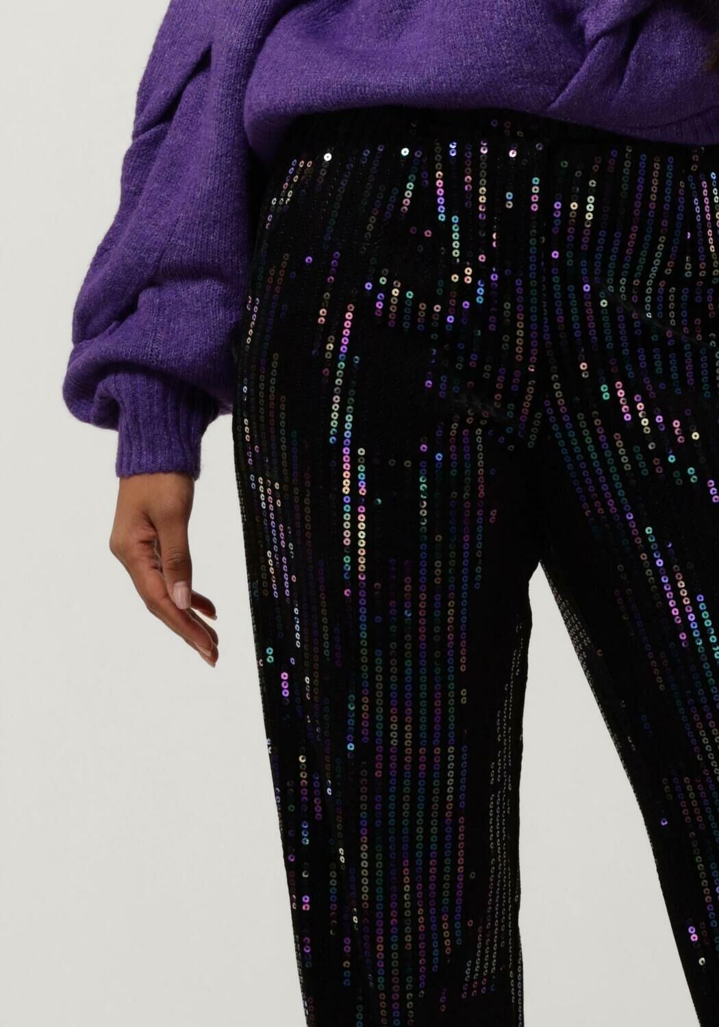 Y.A.S. Dames Broeken Yaseliva Sequin Hw Straight Pant Zwart