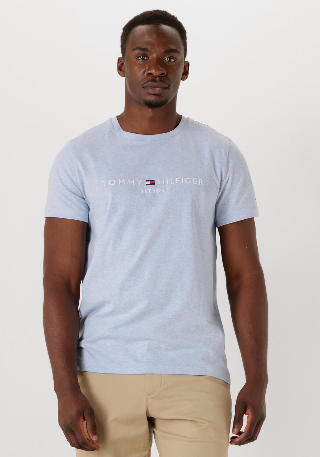 TOMMY HILFIGER Heren Polo's & T-shirts Tommy Logo Tee Lichtblauw