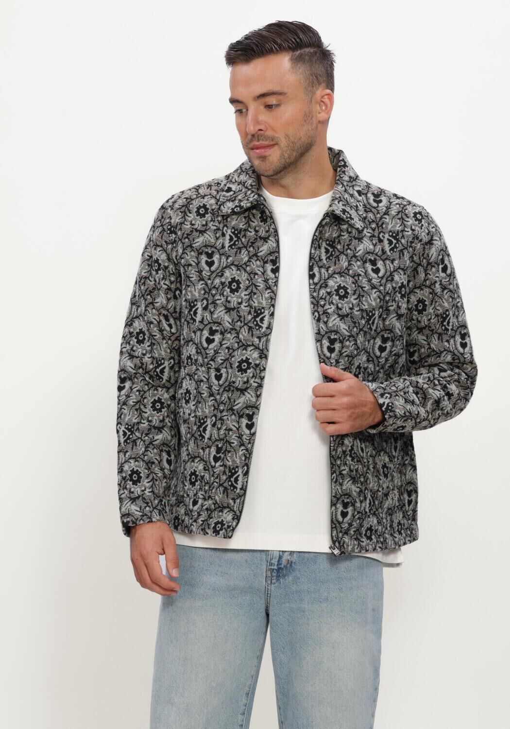 Donkergrijze JC RAGS Overshirt OVERSHIRT BENJI JACQUARD - large