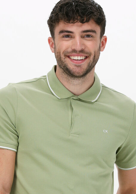 Groene CALVIN KLEIN Polo STRETCH PIQUE TIPPING SLIM POLO - large