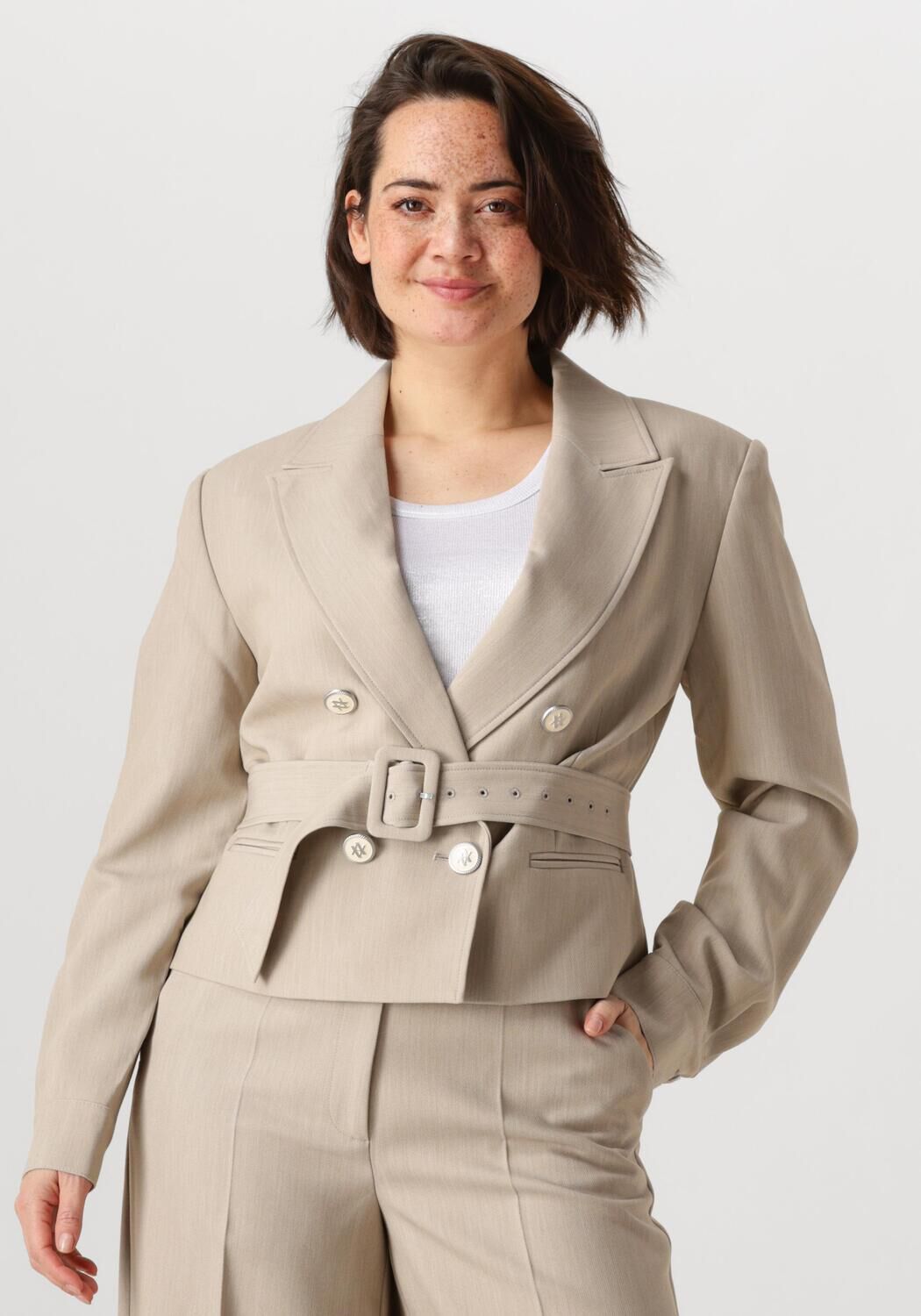 Aaiko Stijlvolle Rode Polyester Jas Beige Dames