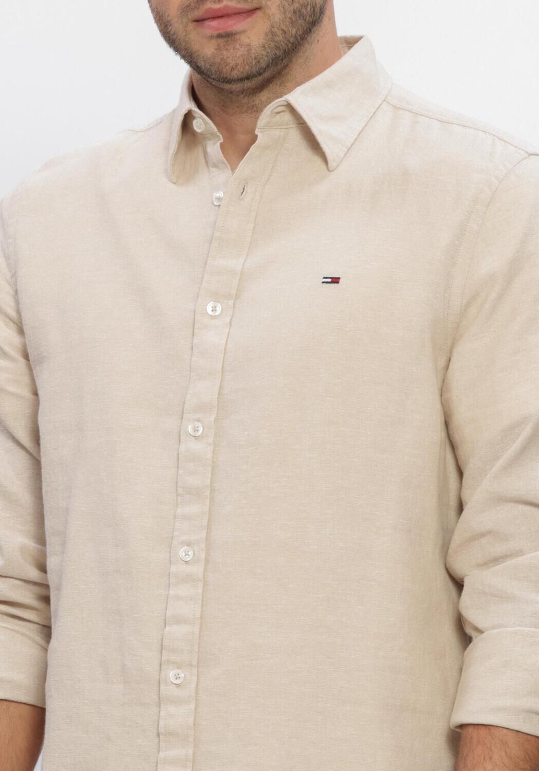 Beige TOMMY JEANS Casual overhemd TJM REG LINEN BLEND SHIRT EXT - large