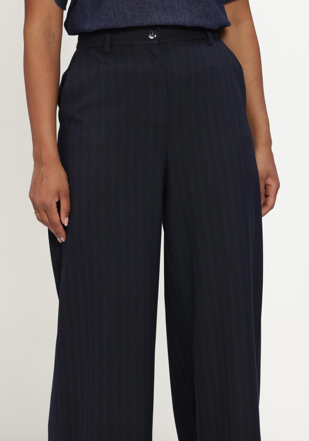 Donkerblauwe CAROLINE BISS Wijde broek 4569 - large