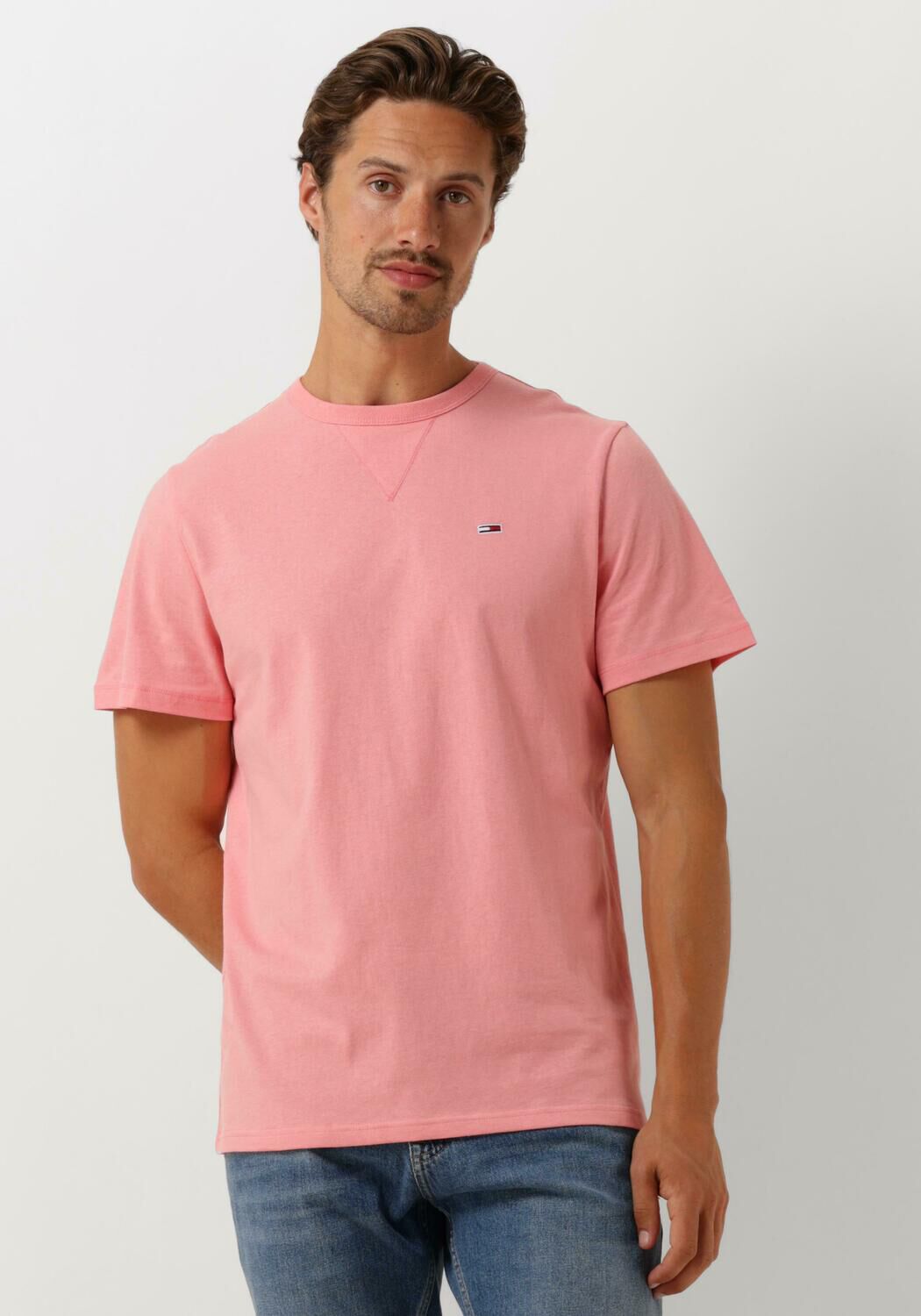 TOMMY JEANS Heren Polo's & T-shirts Tjm Slim Rib Detail Tee Roze