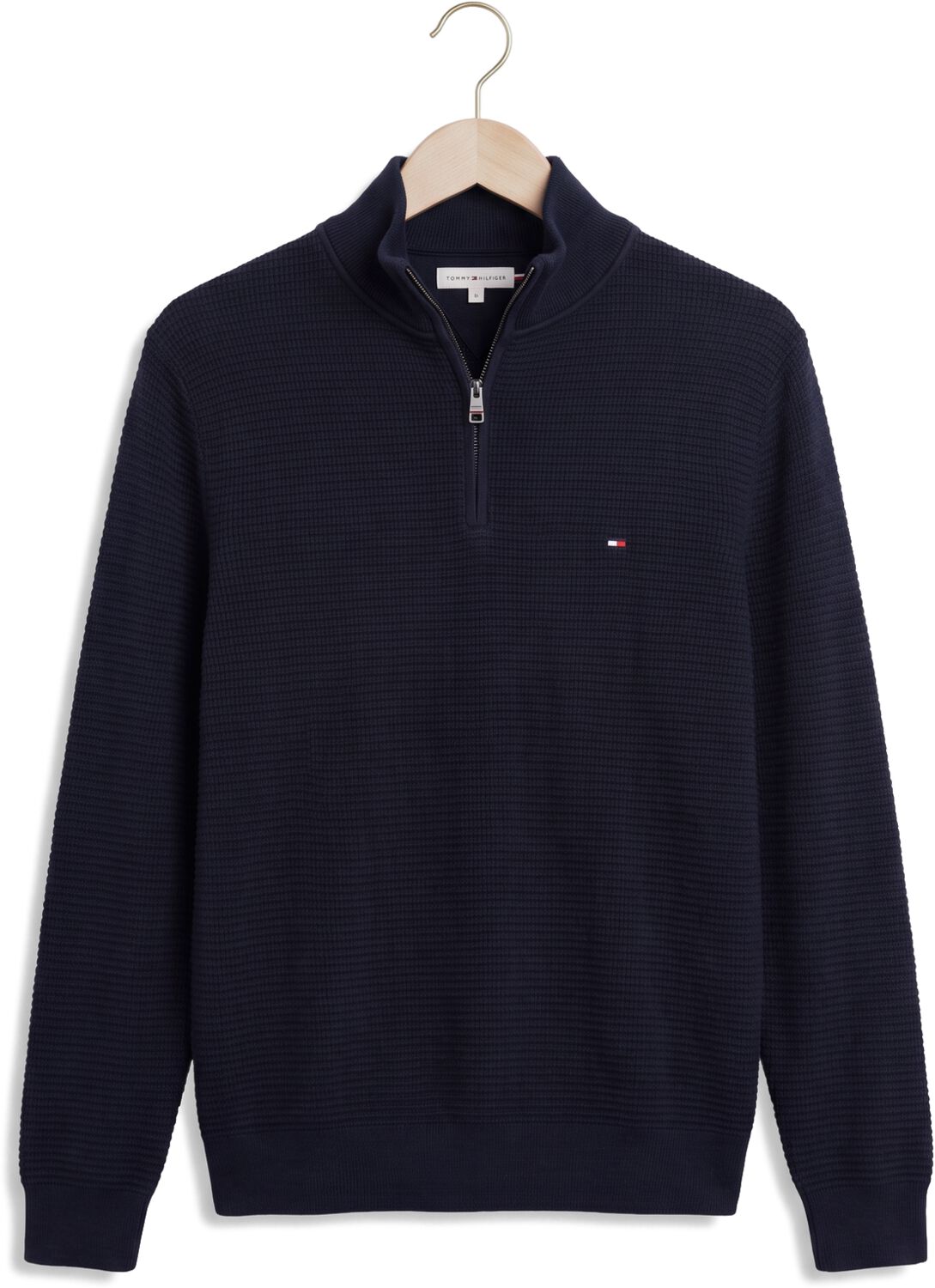 TOMMY HILFIGER Heren Truien & Vesten Pima Ctn Cash Structure Zip Mock Donkerblauw