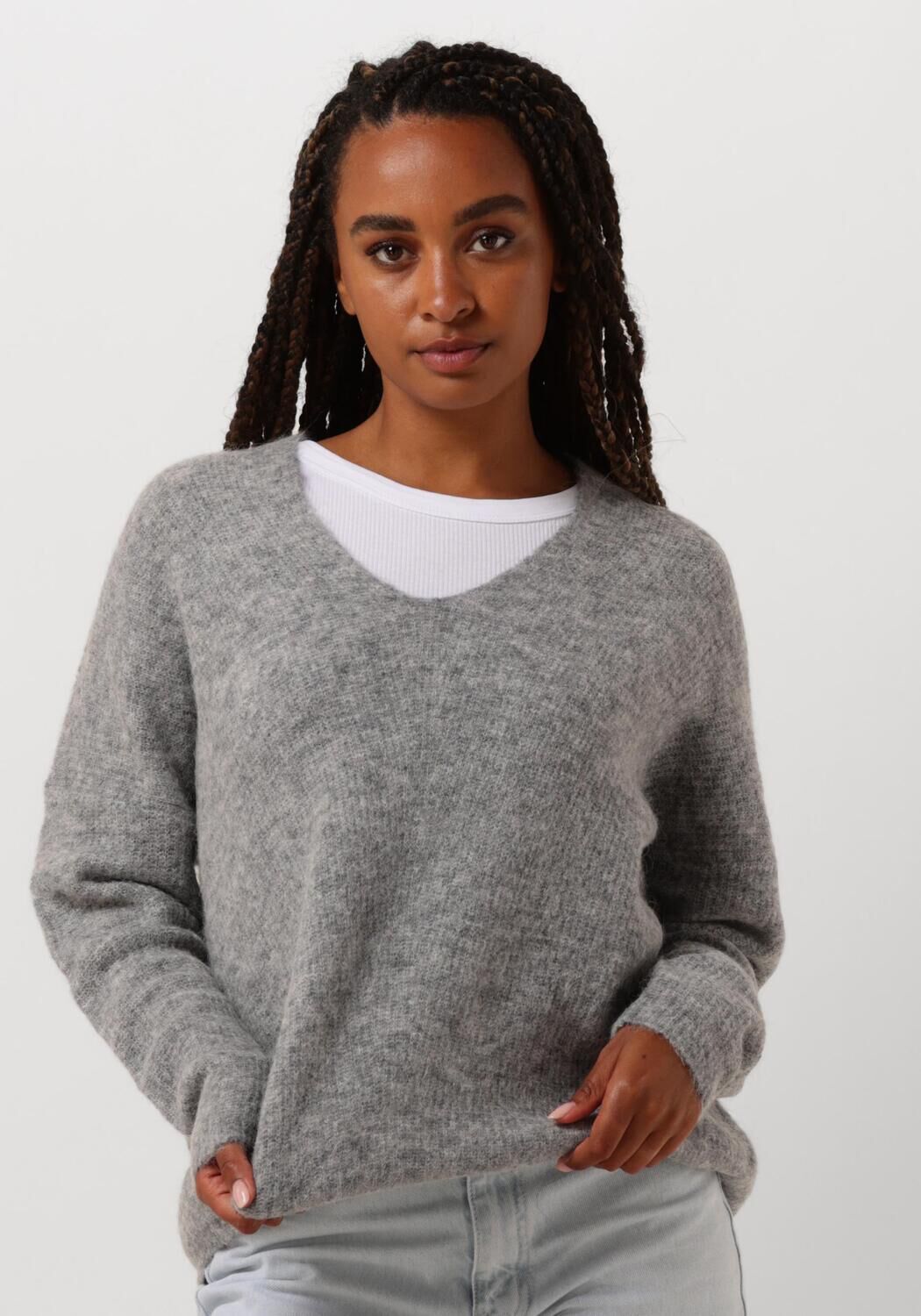 grijze mos mosh trui thora v neck knit